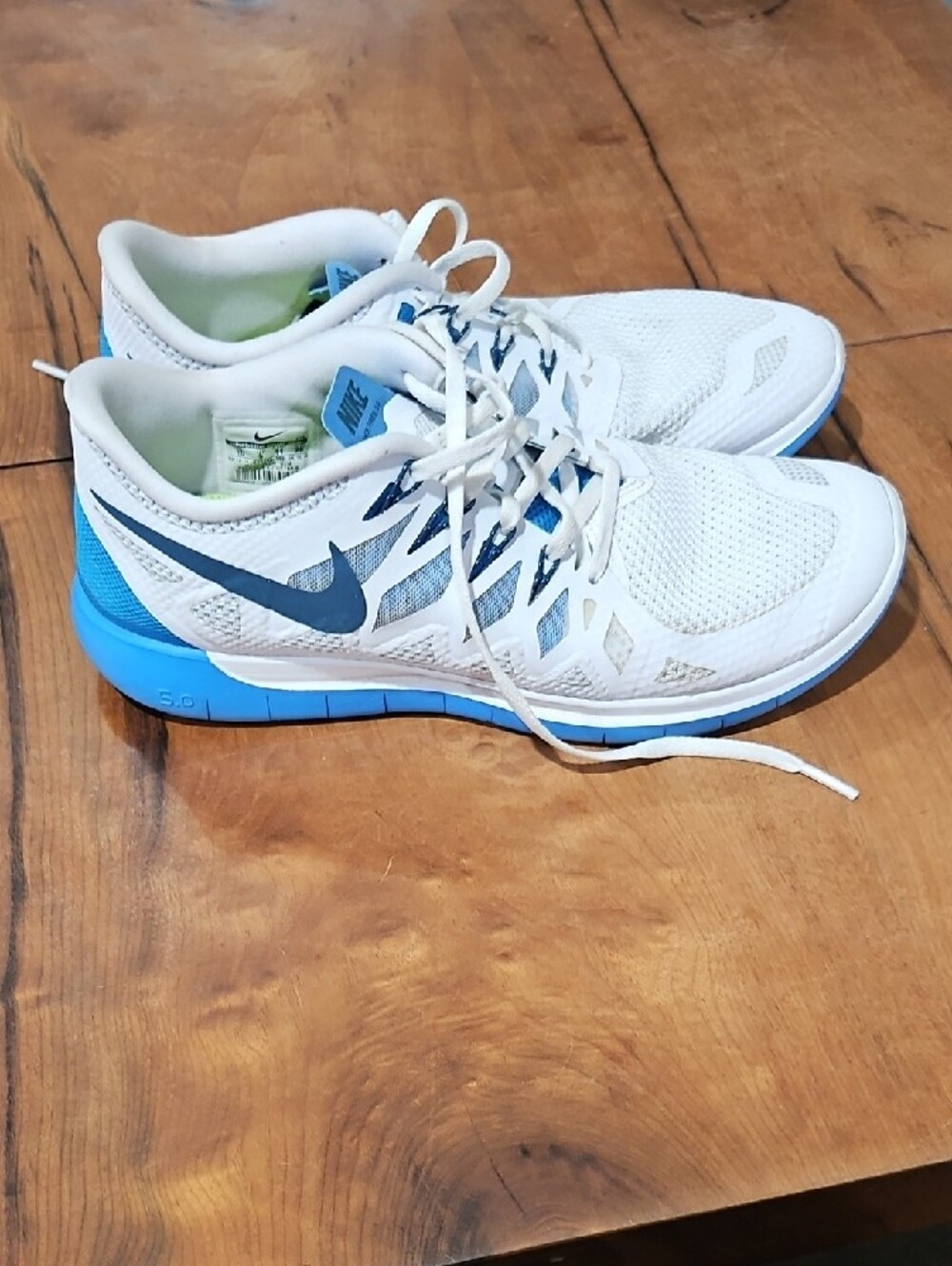 Nike Free Run 5.0 White and Blue Men's Running Training Sneakers Size 10 Clean - Picture 4 of 6